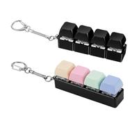 FNANJWQ 2 Pcs Keyboard Fidget Toys Fidget Clicker, Keyboard Four-Button Clicker Keychain Button ADHD Stress Relief Gifts Sensory Toy for Adult Boost Focus Pass The Time