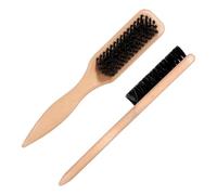 FNANJWQ 2 Pcs Slick Back Hair Brush with Wooden Rat Tail, Boar Bristle Hair Brush for Sleek Thin & Fine Soft Smoothing Baby Hairs Ponytail for Polishing Deepening Styling Sectioning & Parting