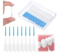 FNANJWQ 200 Pcs Silicone Flossing Picks, Soft Cleaning Teeth Gaps Sticks Disposable Floss Brush Picks for Teeth Suitable for Children Adults Old Cleaning Tooth Health (Blue)