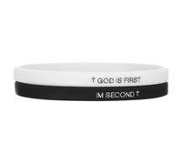 FNANJWQ 2Pcs GOD IS FIRST BRACELET, GOD IS FIRST SECOND Bracelets, Christian Rubber Bracelets Inspirational Engraved Bible Verses Cross Silicone Bracelet for Men Women