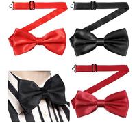 FNANJWQ 3 Pcs Men's Solid Color Bow Tie Adjustable Bowtie for Men Elegant People Essential Bowties for Men's Black Classic Tuxedo Party Wedding Formal Occasions