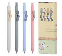 FNANJWQ Cute Cat Pens, 4 Pcs 0.5mm Retractable Quick Dry Black Ink Gel Pen, Cat's Tail Gel Pen Fine Point Smooth Writing Pens, Cat Lover Gifts for Women Men