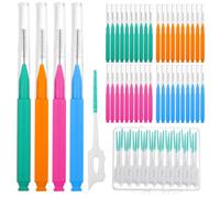 FNANJWQ Interdental Brush 40pcs Teeth Cleaning Brush and 40pcs Tooth Flossing Head, Disposable Dental Floss Sticks for Oral Hygiene Cleaning Teeth Guard Tools (Mixed Colors)