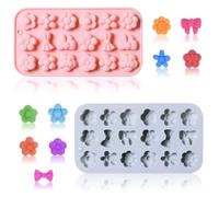 Fnaobai 2 Pcs Flower Bow Molds Chocolate Silicone Cake Molds 18 Cavity 3D Candy Petals Mould Biscuit Cake Decor Dessert Baking DIY Tools for Party Wedding