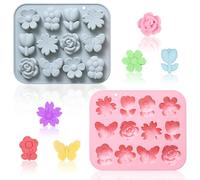 Fnaobai 2 Pcs Flower Butterfly Molds Chocolate Silicone Cake Molds 12 Cavity 3D Candy Petals Mould Biscuit Cake Decor Dessert Baking DIY Tools for Party Wedding