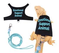 Fnaobai Bearded Dragon Harness and Leash Set Adjustable Reptile Lizard Leash Rope Vest Clothes Starter Kit Accessories for Small Animal Outdoor Walking Training (Blue)