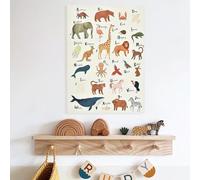 Fnaobai Canvas Banner Wall Hanging Kids Room Décor Cute Prints Nursery Tapestry with Sticker Art Posters Bedroom Wall Decor for Photography Props Learning Posters (African Animals)