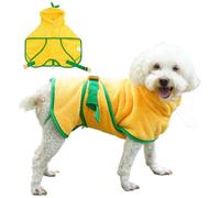 Fnaobai Pet Bathrobe for Dog Cat Absorbently Quick Drying Coat Cute Dogs Bath Towel Hooded Robe Adjustable Collar & Belly Strap for Pool Beach (Yellow, XS)