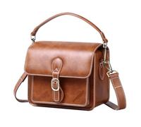 FNBDDX Camera Shoulder Bag Compact Waterproof Retro Compatible Fit for Canon for Nikon for Sony SLR DSLR Mirrorless Lens Brown(S Brown 1.0 PU)