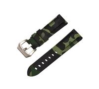 FNBDDX Silicone Strap Fit For Panerai Camouflage Band 20mm 22mm 24mm 26mm Rubber Watchband Sport For Samsung Watch 3/4 Bracelet(Green silver,24mm)