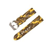 FNBDDX Silicone Strap Fit For Panerai Camouflage Band 20mm 22mm 24mm 26mm Rubber Watchband Sport For Samsung Watch 3/4 Bracelet(Yellow silver,22mm)