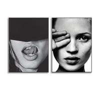 FNDUOC 2pcs Canvas Posters Kate Moss Fashion Female Supermodel Canvas Wall Art Posters Prints Room Sports Scenery Office Room home Decoration Unframed (40×60cm)