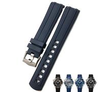 FNDWJ 20mm 21mm 22mm Fluorous Rubber Silicone Watch Band Belt Fit For Omega New Seamaster 300 Black Blue Soft Strap(Buckle2,20mm)