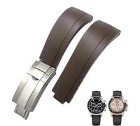FNDWJ 20mm 21mm Rubber Short Buckle Watchband Fit for Rolex Daytona Submariner Role OYSTERFLEX Yacht Master Small Wrist Silicone Strap(Brown-Buckle,21mm)