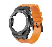 FNDWJ 5rd Soft Silicone Strap Metal Case For GA2100VB-1A,GA2100-1A1,GA2100-7A Mod Retrofit Kit(Orange7)