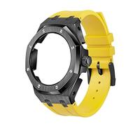 FNDWJ 5rd Soft Silicone Strap Metal Case For GA2100VB-1A,GA2100-1A1,GA2100-7A Mod Retrofit Kit(Yellow7)