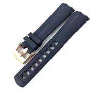 FNDWJ Fluorous Silicone Rubber Watchband 19mm 20mm 21mm Fit for Omega Seamaster 300 Waterproof Watch Strap Tools(Blue rose,20mm)