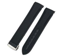 FNDWJ For Omega Seamaster 300 Planet Ocean AT150 Watch Strap 21mm 22mm Curved End Blue Red Fabric High Density Nylon Rubber Watchband 19mm 20mm(Black nylon black,20mm)