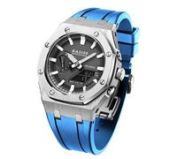 FNDWJ GA2100 MOD Kit For GA2100STHS-1A Metal Watch Case Silicone Strap 316 Stainless Steel Modified Accessories Bracelet Bezel bands(Silver 3)