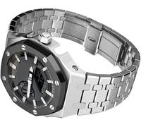 FNDWJ Luxury All Metal Mod Kit Case and Band For GA2100，Men Stainless Steel Bezel & Strap And Watch Clasp，For GA2110 Replacement Band Accessories(J)