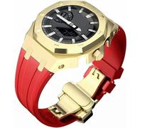 FNDWJ Stainless Steel Protective Case with Silicone Strap,For GA2100 Series, Modification Kit 316L Steel Butterfly Buckle Soft Silicone Band for Men(K)
