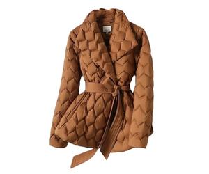 Fnfmrfmr Women's Lightweight Down Jacket Tie Belt Long Cotton White Duck Parka Long Sleeve Pockets Coat 2 XXL