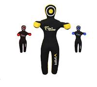 FNine MMA Grappling Dummy, for Judo, Wrestling, Brazilian Jiu Jitsu, Submission and Throwing UNFILLED Canvas Bag (Black and Yellow, 47")