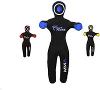 FNine MMA Grappling Dummy, for Judo, Wrestling, Brazilian Jiu Jitsu, Submission and Throwing UNFILLED Canvas Bag (Black and Blue, 59")