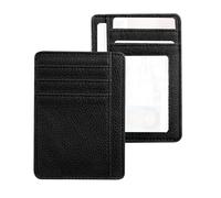 Fninijede Slim Genuine Leather Wallet, Ultra-Thin Credit Card Holder with RFID Blocking, 1 ID Window & Cash Compartment for Men and Women - Gift for Travel and Daily Use