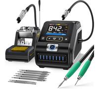 FNIRSI DWS-200 200W Precision Digital Soldering Station Kit, with 3 F210 & 6 F245 Soldering Iron Tips and 2 Helping Hands, Temp Value & Curve Mode, 3 Temperature Storage, Full-Color Display