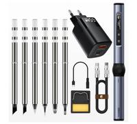 Fnirsi Hs-01 Smart Electric Soldering Iron Base Set + 5 Soldering Tips + Power Supply + C2C Cable Blue