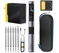 FNIRSI HS-02A 100W Portable Soldering Iron Kit, 100-450℃, 3 Preset Temperature Groups, 3 Soldering Tips, Smart Digital Tool for Precision Repair