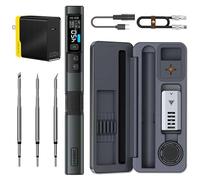 FNIRSI HS-02B 100W Portable Corded Soldering Iron Kit with Storage Case, 2S Fast Heating, 212-842℉, Pre-Set 3 Groups Temperature, 3 210 Soldering Tips, Smart Soldering Iron Pen for Electronics Repair