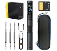 FNIRSI HS-02B 100W Portable Soldering Iron Kit, 2S Fast Heating, 212-842℉, Pre-Set 3 Groups Temperature, 3 Soldering Tips, Smart Digital Soldering Iron Pen Tool for Electronics Precision Repair