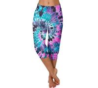 FNKDOR Capri Leggings for Women 2024 High Waisted Cutout Gym Yoga Capris Camouflage Mosaic Print 3/4 Stretchy Pants Cozy Cropped Pants Solid Soft Pajams Pants with Pockets(J Purple,XL)