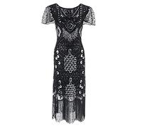 FNKDOR Gatsby Dress, Women 1920s Art Deco Sequin Paisley Flapper Tassel Glam Party Cocktail Dresses