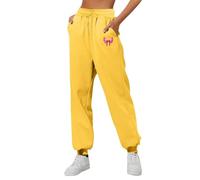 FNKDOR Jogging Bottoms Unisex Casual Baggy Outdoor Trousers Elastic Waist with Drawstring Spring 2025 Love Bows Print Sports Trousers with Pockets Women Pants Casual Summer (A2-Yellow, XL)