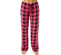 FNKDOR Ladies Pajama Pants Casual Plaid Printed Elastic Rope Pants Workout Women Plaid Lounge Pants Comfy Pajama Bottoms Checked Sleep Pajama Bottoms Soft Cotton Pants with Pocket(A Pink,XXL)