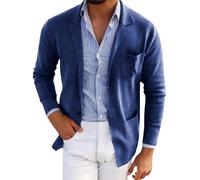 FNKDOR Mens Blazer Suit Jacket Smart Casual Slim Fit Corduroy Black Blazer Men Jackets Coat Lightweight 2 Button Suit Blazers Slim Fit Leisure Blazer with Pockets S-3XL(Dark Blue, XXL)