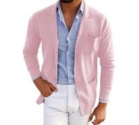 FNKDOR Mens Blazer Suit Jacket Smart Casual Slim Fit Corduroy Black Blazer Men Jackets Coat Lightweight 2 Button Suit Blazers Slim Fit Leisure Blazer with Pockets S-3XL(Pink, XXXL)