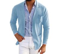 FNKDOR Mens Blazer Suit Jacket Smart Casual Slim Fit Corduroy Black Blazer Men Jackets Coat Lightweight 2 Button Suit Blazers Slim Fit Leisure Blazer with Pockets S-3XL(Sky Blue, XL)