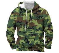 FNKDOR Men's Camo Hoodie Army Digital Plus Size Camouflage Print Fashion ACU with Pocket Drawstring Hooded Sweatshirt Patchwork Long Sleeve Hoody Casual Military Tops Fishing Clothing S-4XL