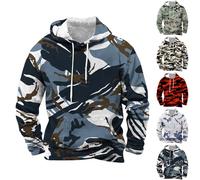 FNKDOR Men's Camo Hoodie Army Digital Plus Size Camouflage Print Fashion ACU with Pocket Drawstring Hooded Sweatshirt Patchwork Long Sleeve Hoody Casual Military Tops Fishing Clothing S-4XL