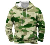 FNKDOR Men's Camo Hoodie Army Digital Plus Size Camouflage Print Fashion ACU with Pocket Drawstring Hooded Sweatshirt Patchwork Long Sleeve Hoody Casual Military Tops Fishing Clothing S-4XL