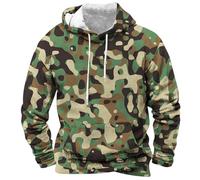 FNKDOR Men's Camo Hoodie Army Digital Plus Size Camouflage Print Fashion ACU with Pocket Drawstring Hooded Sweatshirt Patchwork Long Sleeve Hoody Casual Military Tops Fishing Clothing S-4XL