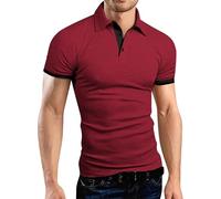 FNKDOR Mens Poloshirt Short Sleeve T-Shirts for Men Cotton Polo Shirts for Men UK Polo Shirts Golf Polo Muscle Top White Polo Shirt Mens Rugby Shirt Slim Fit T Shirt(A2 Red,5XL)
