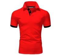 FNKDOR Mens Poloshirt Short Sleeve T-Shirts for Men Cotton Polo Shirts for Men UK Polo Shirts Golf Polo Muscle Top White Polo Shirt Mens Rugby Shirt Slim Fit T Shirt(A3 Red,6XL)
