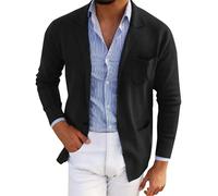 FNKDOR Mens Smart Casual Slim Fit Corduroy Black Blazer Suit Jacket with 2 Button and Pockets, Lightweight Coat S-3XL