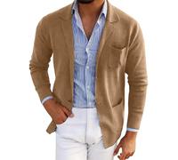 FNKDOR Men's Smart Casual Slim Fit Corduroy Blazer Jacket - Black Lightweight 2 Button Suit Coat with Pockets S-3XL