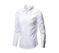 FNKDOR Men's T-Shirts Cotton and Linen Button Down T Short Leisure Lapel Long Sleeve Polo Shirts Mens Solid Color Work Business Tee Shirts Breathable Slim Fit Golf Polo Shirts(White,XL)